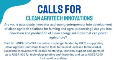 UNU INRA INFoCAT Innovation Agriculture Challenge 2024 for African Clean Energy Powered Agritech Innovations ( Up to $37,000 Grant)