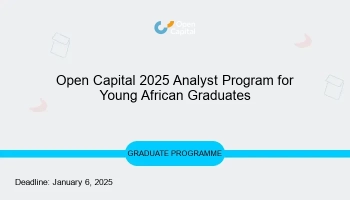 Call For Applications: The Open Capital Analyst Program 2025 for Young African Graduates