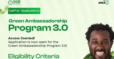 Call For Applications: Green Ambassadorship Program For African Youths