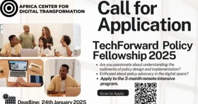 Call For Applications: TechForward Policy Fellowship for Early and Mid-Career Professionals in Africa